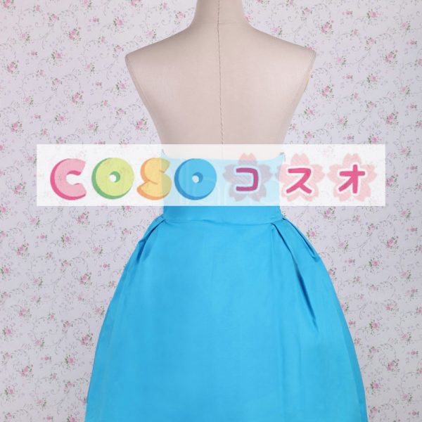 ロリータスカート，ブルー　プリーツ　レース　クラシック＆トラディション　コットン　 ―Lolita0698