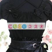 ロリータ服　ワンピース　ブラック　ボディコン　ドレス　コットン　ゴシック　半袖　ジュエルネック　編み上げ　カジュアル　 ―Lolita0710 2
