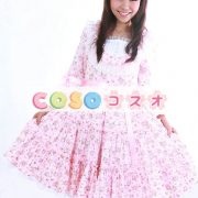 ロリータ服　ワンピース　ピンク　チュニック　プリント柄　コットン　可愛い　長袖　パーティー　 ―Lolita0730 2