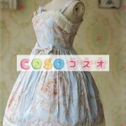 ロリィタジャンパースカート　ライトブルー　カジュアル　可愛い　コットン　プリント付き　スクエアネック　 ―Lolita0822 2