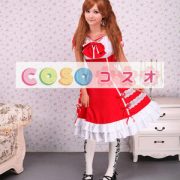 ロリータワンピース，レッド　スクエアネック　ショートスリーブ　スィート　リボン ―Lolita0637 2