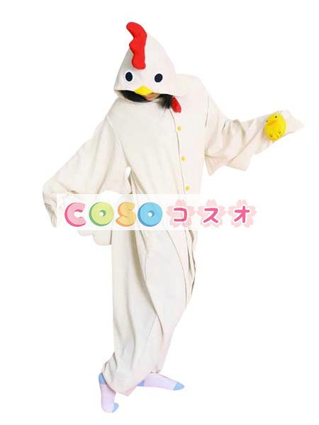 鶏さん　パジャマ　着ぐるみ　コスチューム　大人用　ホワイト―festival-0005