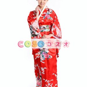 ハロウィングッズ　ジャパニーズ　女性用　大人用　着物　レッド―festival-0025