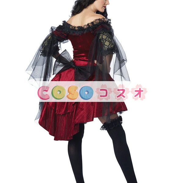 ハロウィン　レッド　バンパイア　コスチューム　マスカレード・レディ　レース―festival-0197