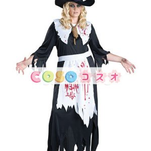 ハロウィーン衣装　ポリエステル　女性用　魔法使い　ブラック　帽子＆ドレス　大人用―festival-0397