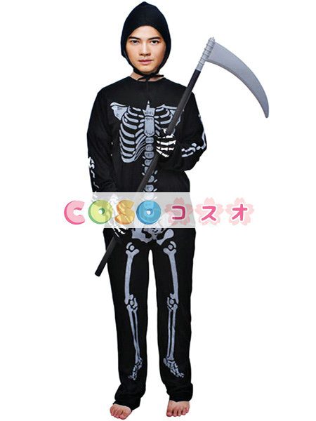 ハロウィングッズ　スケルトン　ブラック　男女兼用　合成繊維　ハロウィーン　大人用　ジャンプスーツ　―festival-0406