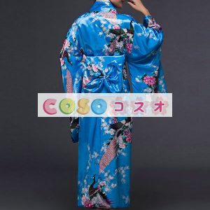 コスチューム衣装　ブルー　祝日　女性用　和服　世界の文化　新作　シルクライク　大人用　―festival-0652