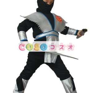 ハロウィン　シルバー　ポリエステル　忍び　忍者　キッズ　子供用　コスチューム―festival-0525