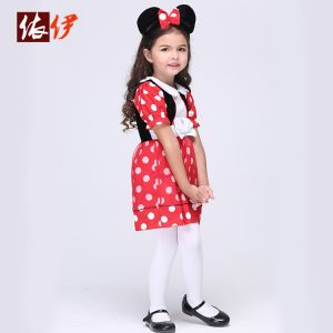 コスチューム衣装　ミッキーマウス　Mickey　Mouse　レッド　ドレス　女の子用-halloween-trz0725-0315