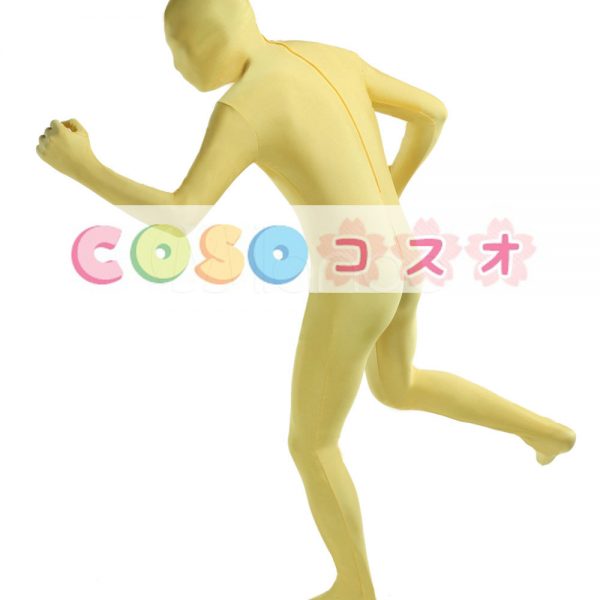 全身タイツ，イエロー　単色　開口部のない全身タイツ　大人用　変装コスチューム　ユニセックス　―taitsu-tights0974
