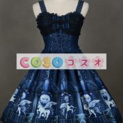ロリィタジャンパースカート　パーティー　可愛い　合成繊維　プリント柄　リボン　 ―Lolita0048 3