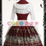 ロリィタジャンパースカート　プリント　エレガント　レースアップ　ボタン ―Lolita0060 3