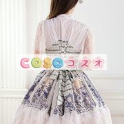 ロリータ服　ワンピース　アプリコット　プリント　ドレス　ポリエステル　スィート　レース　カジュアル　 ―Lolita0082 3