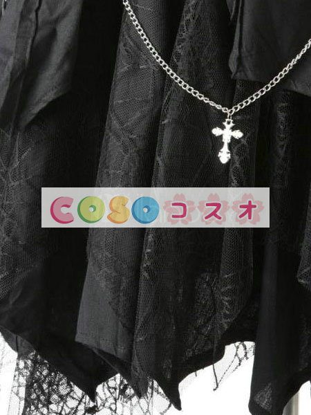 ロリータ服　スカート　ブラック　ゴシック　単色　レース　 ―Lolita0083