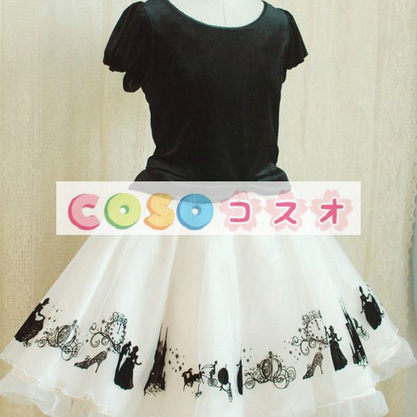 ロリータ服　ワンピース　ブラック　ドレス　ベルベット　半袖　 ―Lolita0133