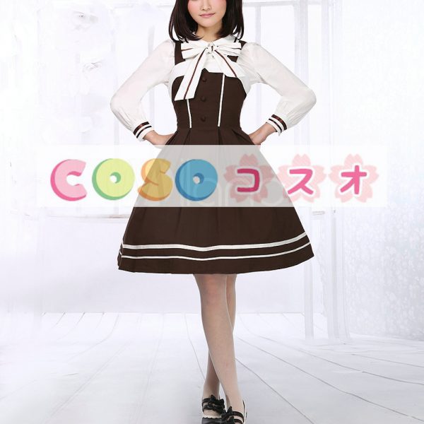 ロリータ服　ジャンパースカート　ブラウン　コットン　ゴスロリ　セーラー風　新作 ―Lolita0160