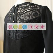 ロリータ服　ワンピース　ブラック　単色　ドレス　オーガンザ　ゴシック　レース　カジュアル　 ―Lolita0195 3