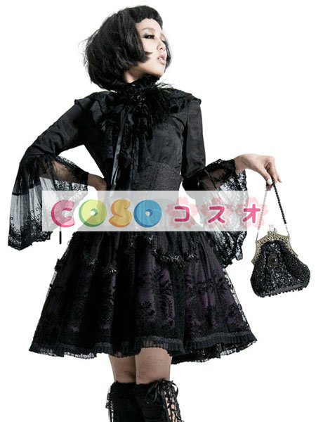 ロリータ服　スカート　パープル　ゴシック　プリント　レース　 ―Lolita0210