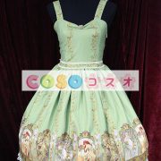 ロリータ服，ジャンパースカート　新作　編み上げタイプ　プリント柄　スィート　レース付き ―Lolita0219 3
