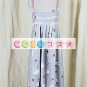 ロリータ服　ワンピース　グレー　チュニック　プリント柄　シフォン　可愛い　ノースリーブ　パーティー　 ―Lolita0228 3