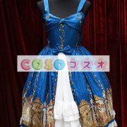 ロリータ服，ジャンパースカート　新作　プリント柄　スィート　レース付き　リボン付き ―Lolita0255 3