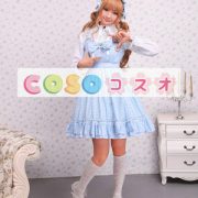 ロリータジャンパースカート，ブルー　縞模様　蝶結び　スィート　コットン　 ―Lolita0365 3
