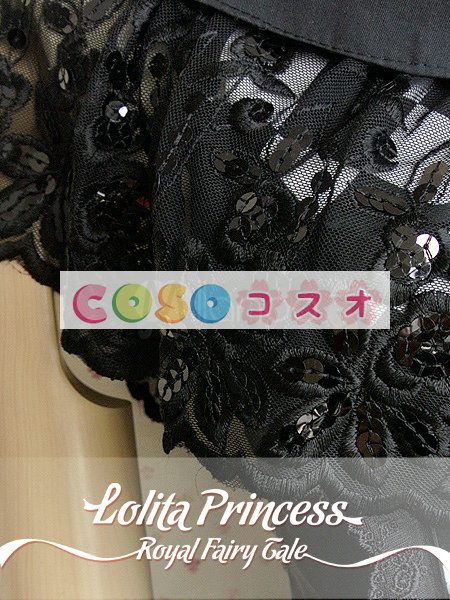 ロリータ服　ワンピース　ブラック　格子縞　ドレス　ポプリン　スィート　ルーシュ　カジュアル　 ―Lolita0393