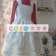ロリータジャンパースカート，ホワイト　プリーツ　リボン　クラシック＆トラディション　ベロア　 ―Lolita0414 3