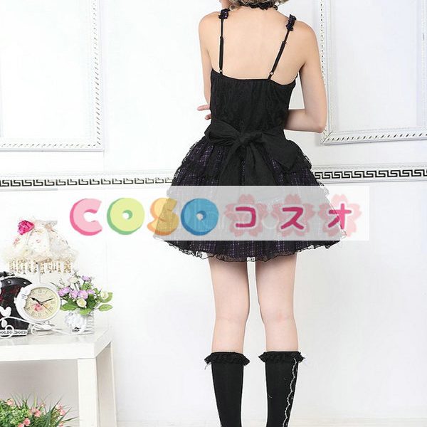 ロリータジャンパースカート，レッド　ストラップ　レース　パンク　綿混紡　 ―Lolita0426