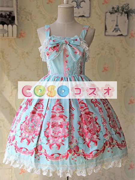 ロリィタジャンパースカート　スウィート　コットン　プリント付き　カジュアル　 ―Lolita0432