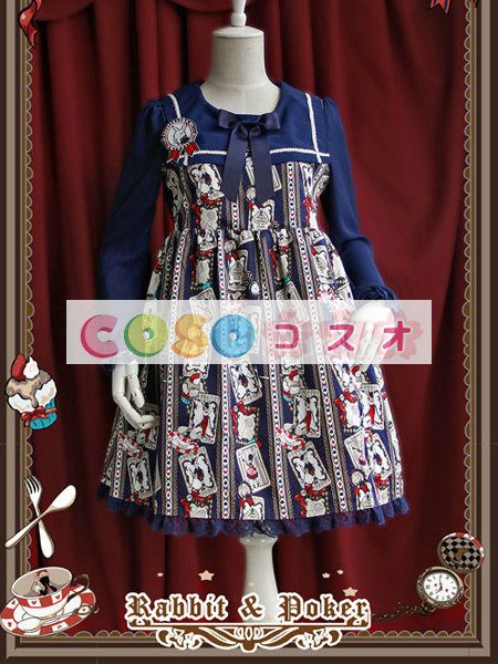 ロリータ服　ワンピース　OP　ウサギ柄　プリント柄　 ―Lolita0504