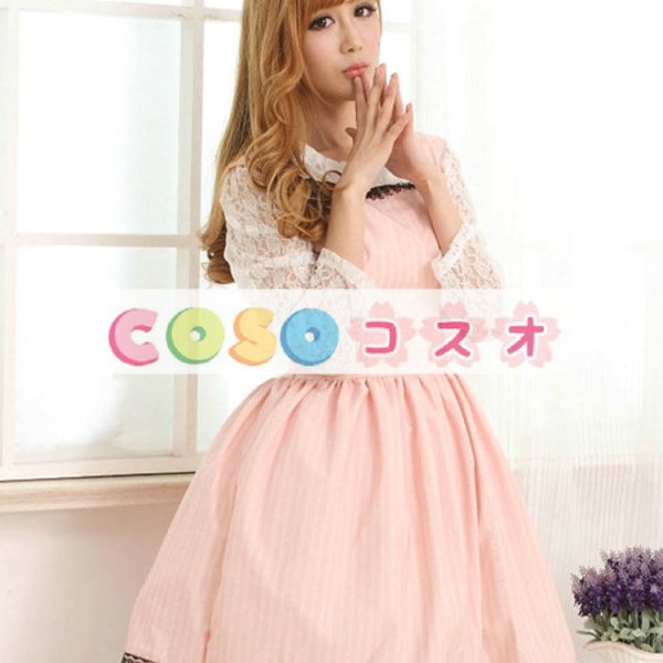 甘いピンク レース スクエア ネック ロリータ ジャンパー スカート ―Lolita0509