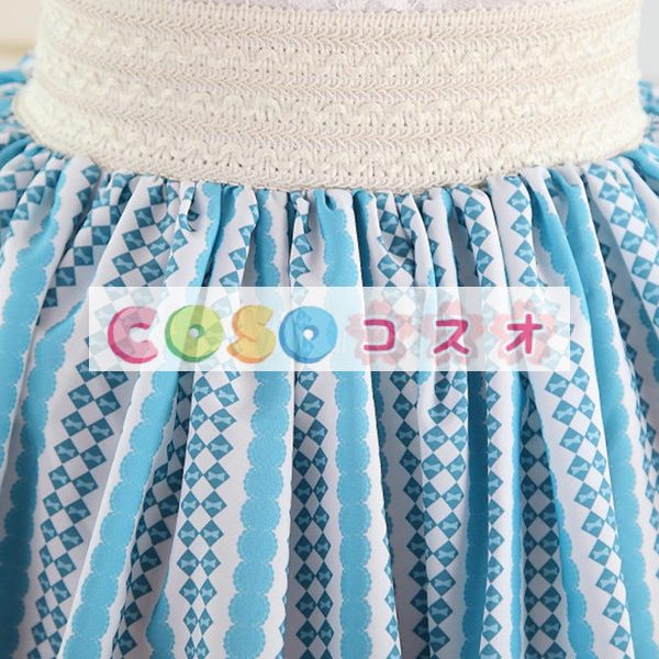 ロリータ服　スカート　ブルー　スィート　可愛い　新作　プリント　レース　 ―Lolita0551