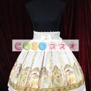 ロリータ服，スカート　スィート　新作　ハイウエスト　プリント柄　レース付き　編み上げ　 ―Lolita0554 3