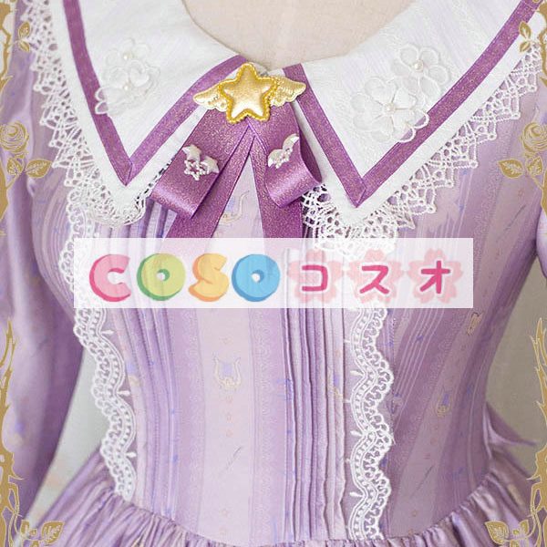 ロリータ服　ワンピース　ボディコン　リボン柄　ドレス　シルクライク　可愛い　長袖　折り襟　編み上げ　カジュアル　 ―Lolita0627