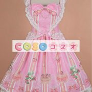 ロリィタジャンパースカート　パーティー　可愛い　合成繊維　プリント柄　リボン　 ―Lolita0646 3