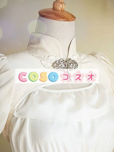 ロリータ服　ワンピース　ホワイト　チュニック　ドレス　シフォン　可愛い　五分袖　リボン　パーティー　 ―Lolita0714