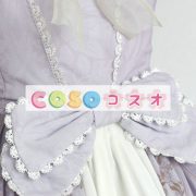 ロリィタジャンパースカート　パープル　可愛い　合成繊維　プリント柄　リボン　パーティー　 ―Lolita0725 3