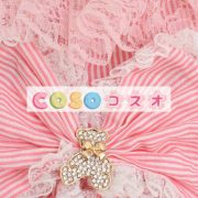 ピンクの短い袖宝石首弓ロリータワン ピース ―Lolita0351 3