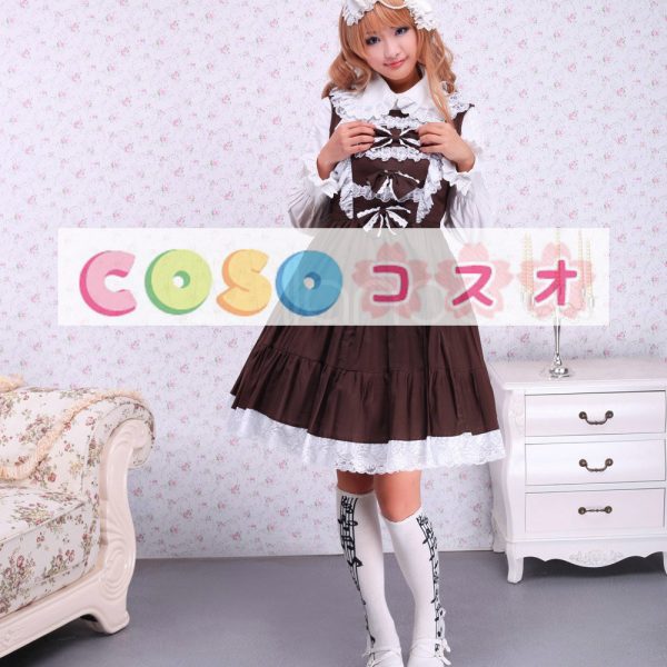 ロリータジャンパースカート，ブラウン　蝶結び　クラシック＆トラディション　コットン　プリーツ ―Lolita0409