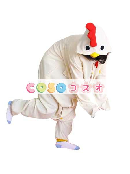 鶏さん　パジャマ　着ぐるみ　コスチューム　大人用　ホワイト―festival-0005