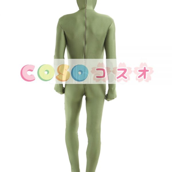 全身タイツ，オリーブカラー　単色　開口部のない全身タイツ　大人用　変装コスチューム　ユニセックス　―taitsu-tights0733