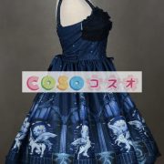 ロリィタジャンパースカート　パーティー　可愛い　合成繊維　プリント柄　リボン　 ―Lolita0048 4