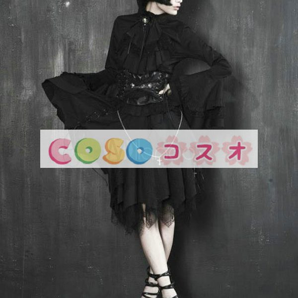 ロリータ服　スカート　ブラック　ゴシック　単色　レース　 ―Lolita0083