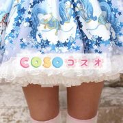 ロリータ服　スカート　プリント　ポリエステル　スィート　ブルー　カジュアル　レース　 ―Lolita0128 4