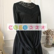 ロリータ服　ワンピース　ブラック　単色　ドレス　オーガンザ　ゴシック　レース　カジュアル　 ―Lolita0195 4