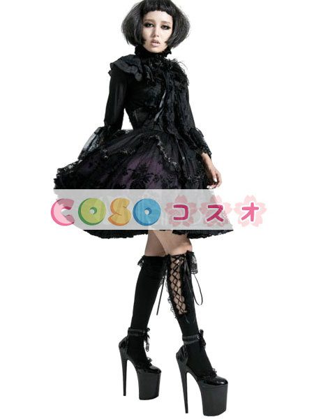 ロリータ服　スカート　パープル　ゴシック　プリント　レース　 ―Lolita0210
