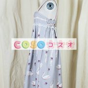 ロリータ服　ワンピース　グレー　チュニック　プリント柄　シフォン　可愛い　ノースリーブ　パーティー　 ―Lolita0228 4