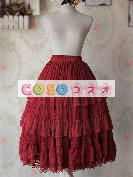 ロリータ服　スカート　スィート　単色　レース　 ―Lolita0231
