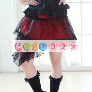 ロリータスカート，レッド・ブラック　ティアド　パンク　綿混紡　―Lolita0350 4